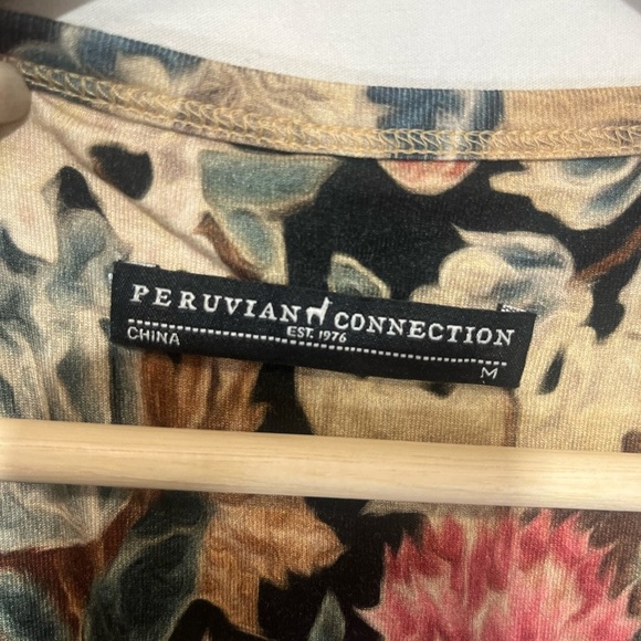 Peruvian‎ Connection Belvedere Romantic Floral Midi Surplice Faux Wrap Dress M - Picture 9 of 10